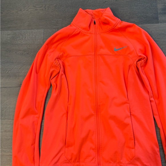 Nike Dri-Fit Running Reflective Neon Orange Full Zip Workout Jacket - Picture 2 of 10